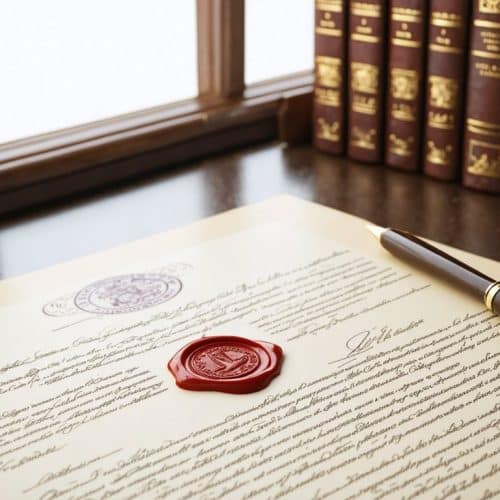 Document juridique avec sceau de cire rouge taxe holding patrimoniale 2026