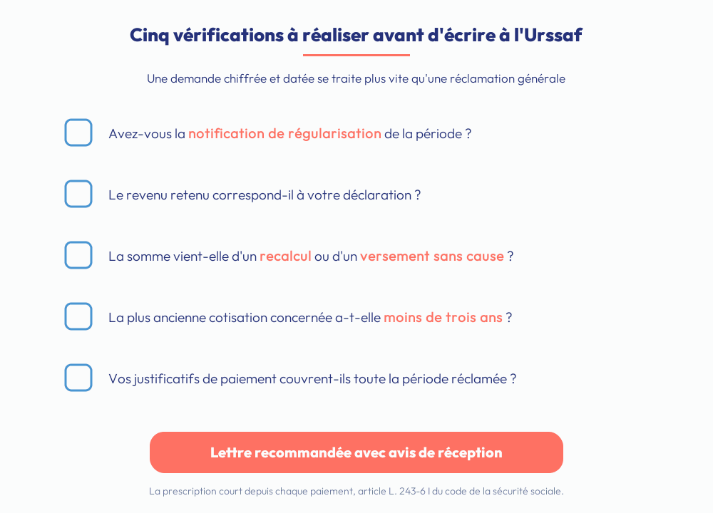 Cinq vérifications à réaliser avant d’écrire à l’Urssaf